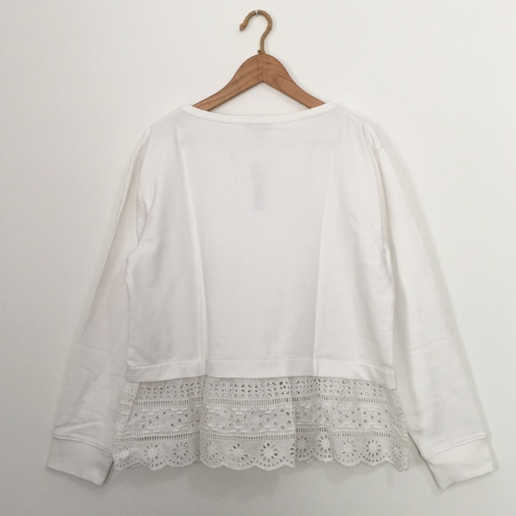 J. Crew Eyelet Hem Long Sleeve Sweatshirt M L - Picture 6 of 8